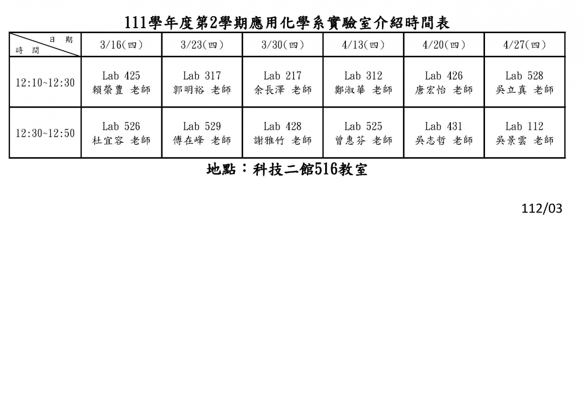 1112實驗室介紹時間